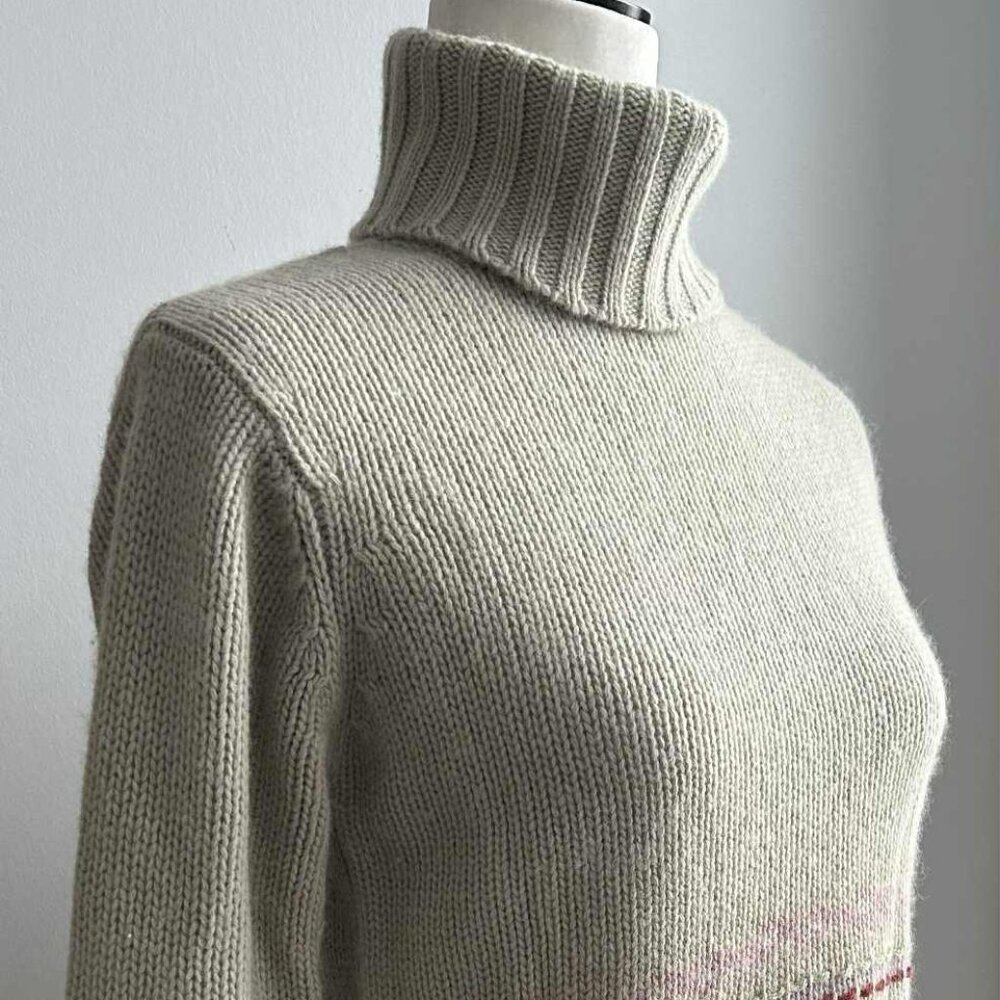 Vintage Tristan & Iseut Oatmeal Lambswool-Angora Fair Isle Hem Sweater – US XS